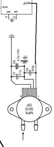 sensor วัดแรงดันลมของเหลวแบบวัดความต่างของแรงดัน2ท่อ รุ่น MPX5700DP 